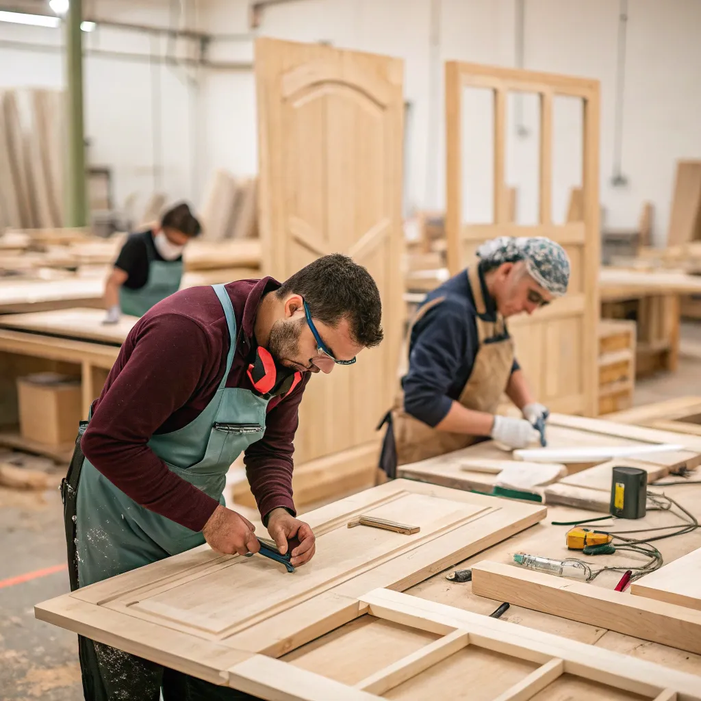 People working in a furniture workshop