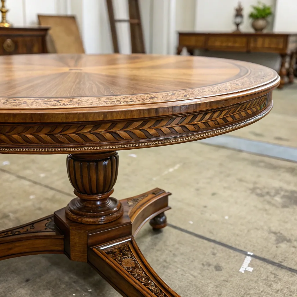 A beautifully handcrafted wooden table